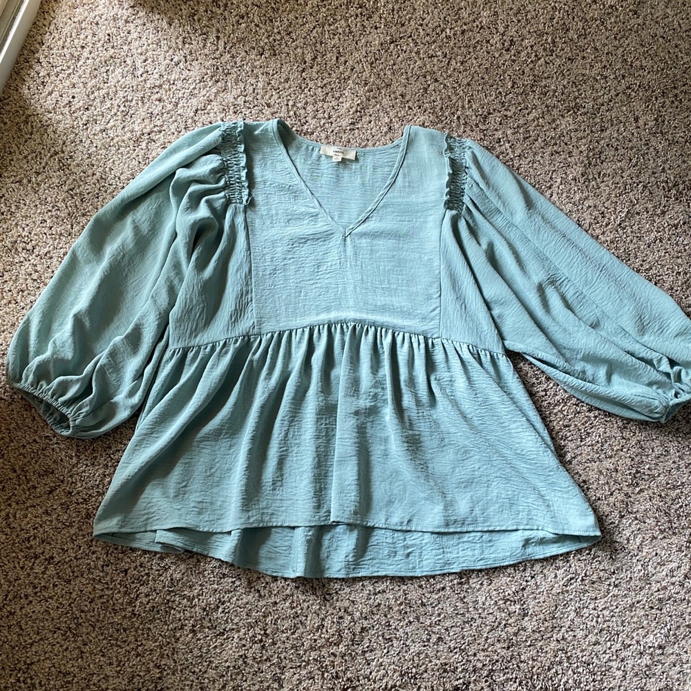Peplum Babydoll Teal Blouse